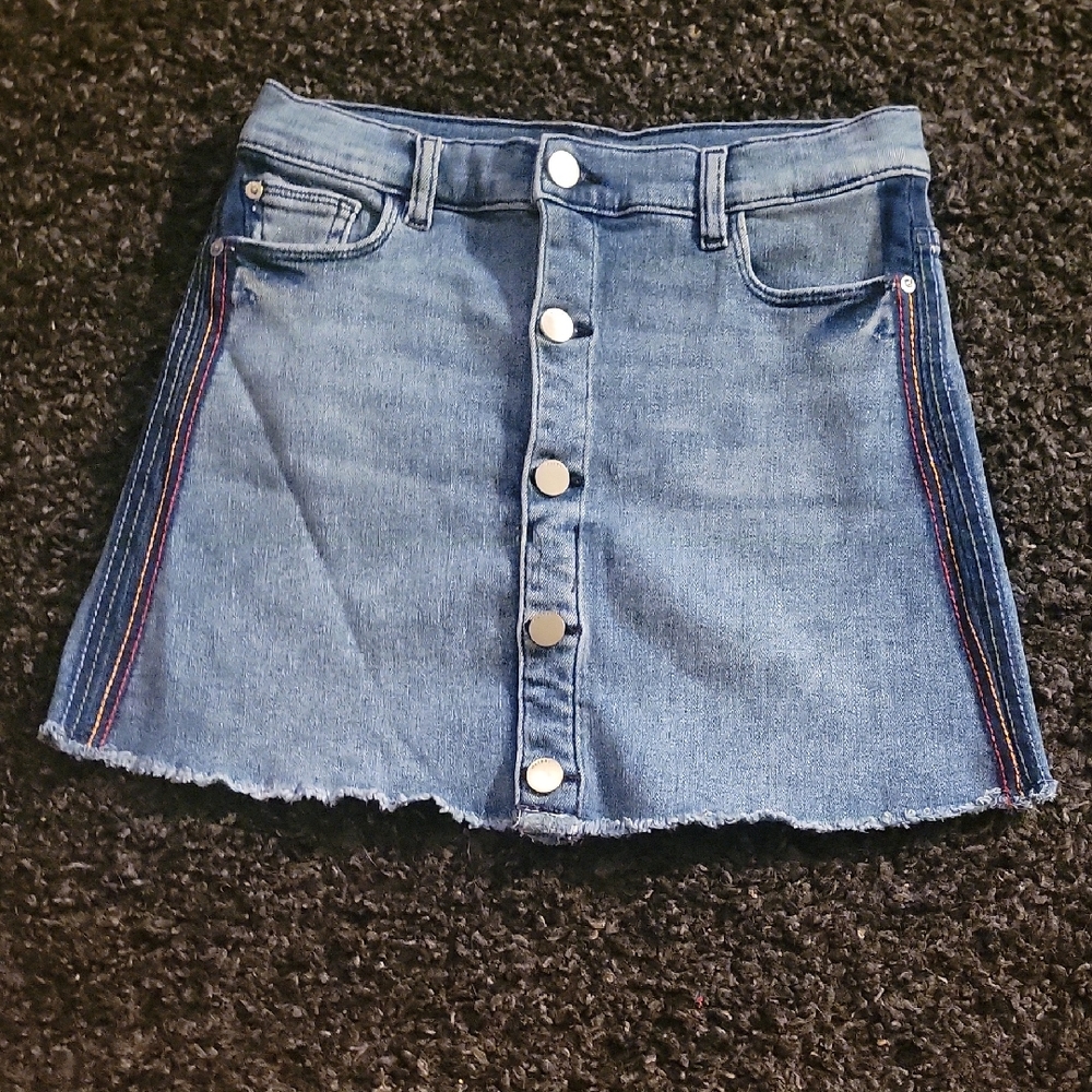 DL1961 Blue Denim Teenagers Mini Skirt with Red Stitching
